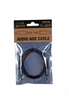 UNISYNK 3,5 MM Audio AUX kabel 1,2 M sort